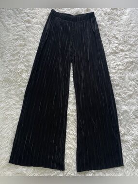 Zara Plisse Wide Leg Pull On Pants